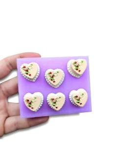 Stampo 6 Torte A Cuore 3d 2cm Spessore 1cm